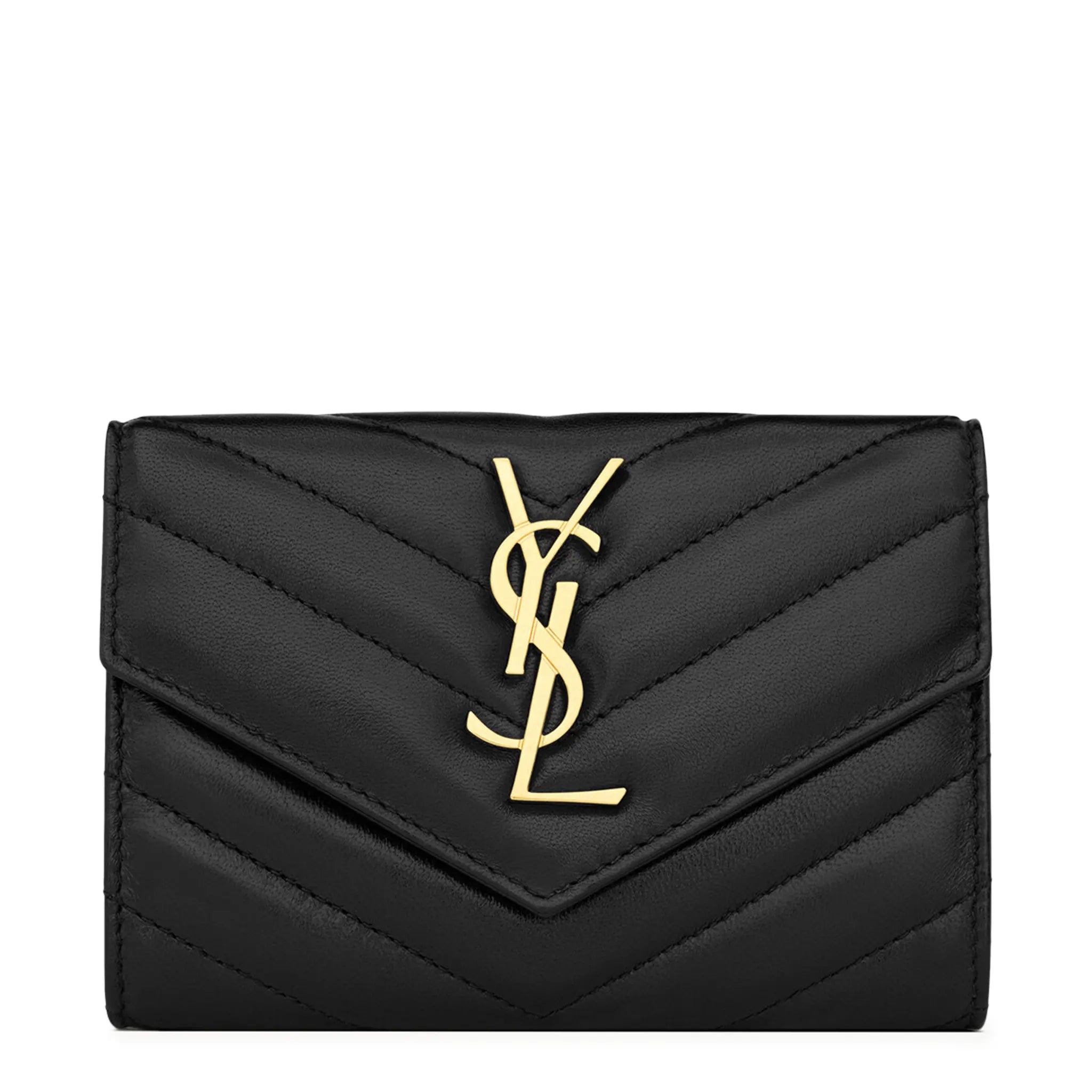 Front View of Saint Laurent Cassandre Matelasse Lambskin Small Envelope Wallet